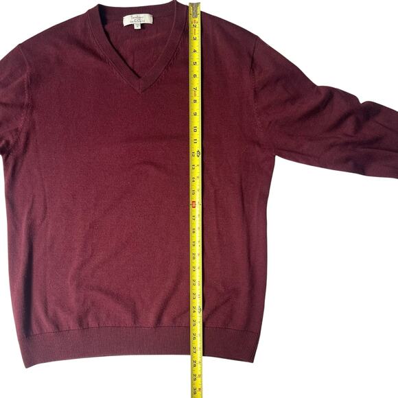 Turnbury Merino Wool Sweater L • V-Neck • Burgundy - Picture 4 of 7